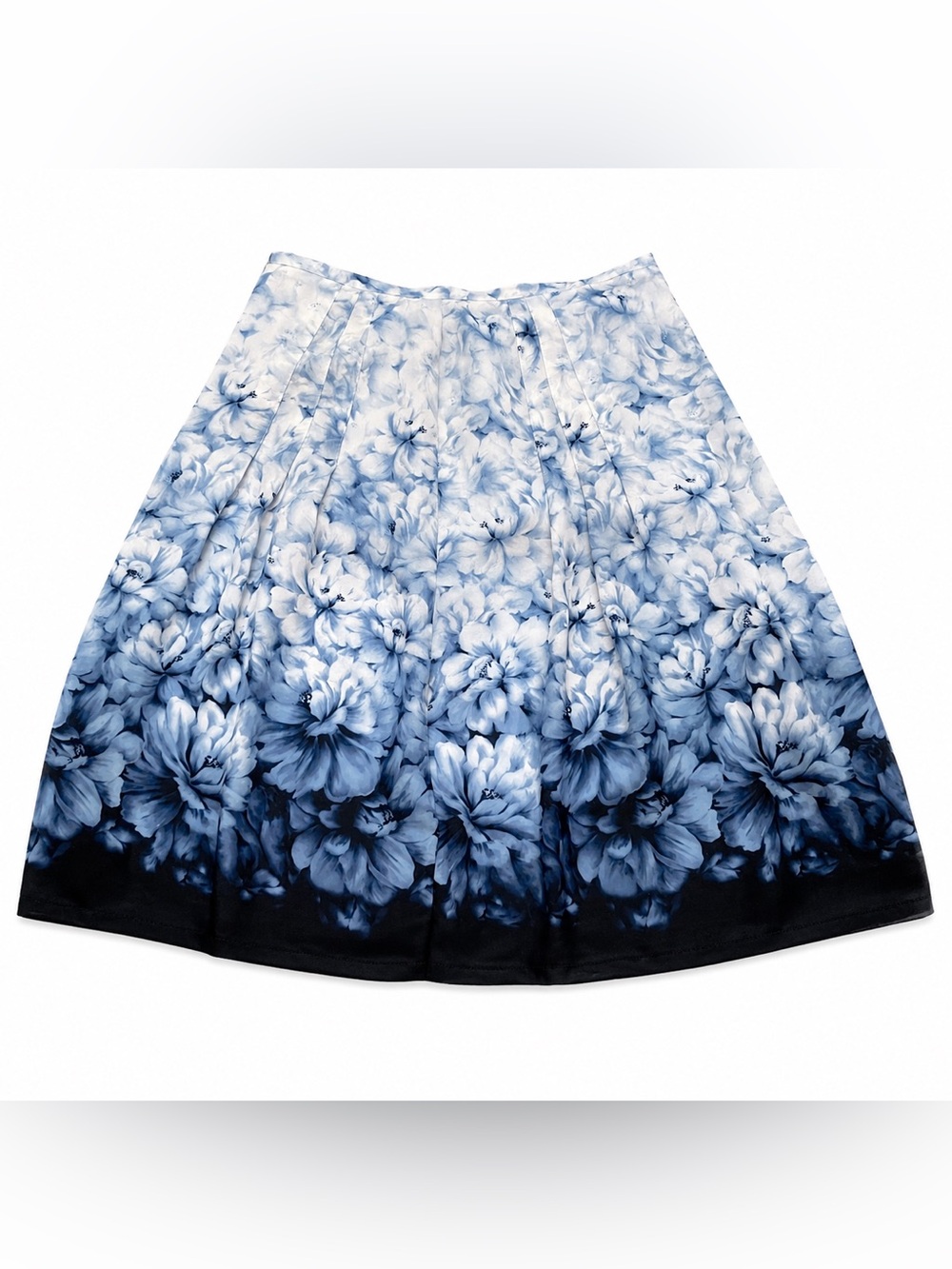 Emma James Blue and White Floral Ombre Circle Skirt